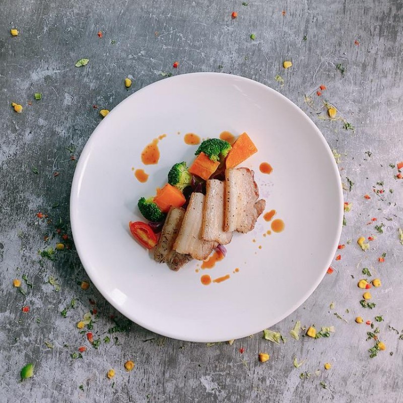 D. Slow-cook Spanish Pork Belly w/ Apple Sauce